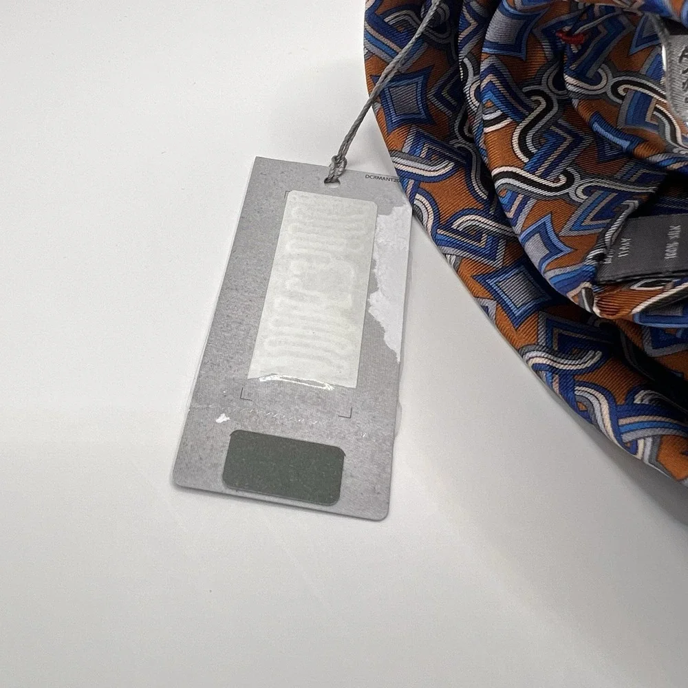 Daniel‎ Cremieux Signature Mantero Silk Tie Geometric Orange Multi Made In Italy